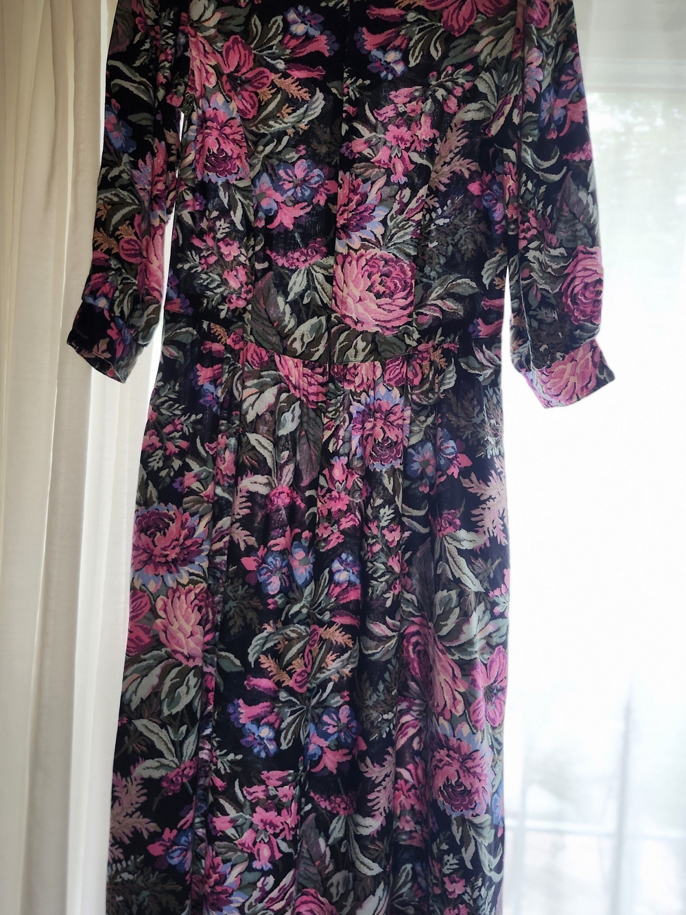 Vintage Lanz Originals Floral Puff Sleeve Midi Dress USA 90s